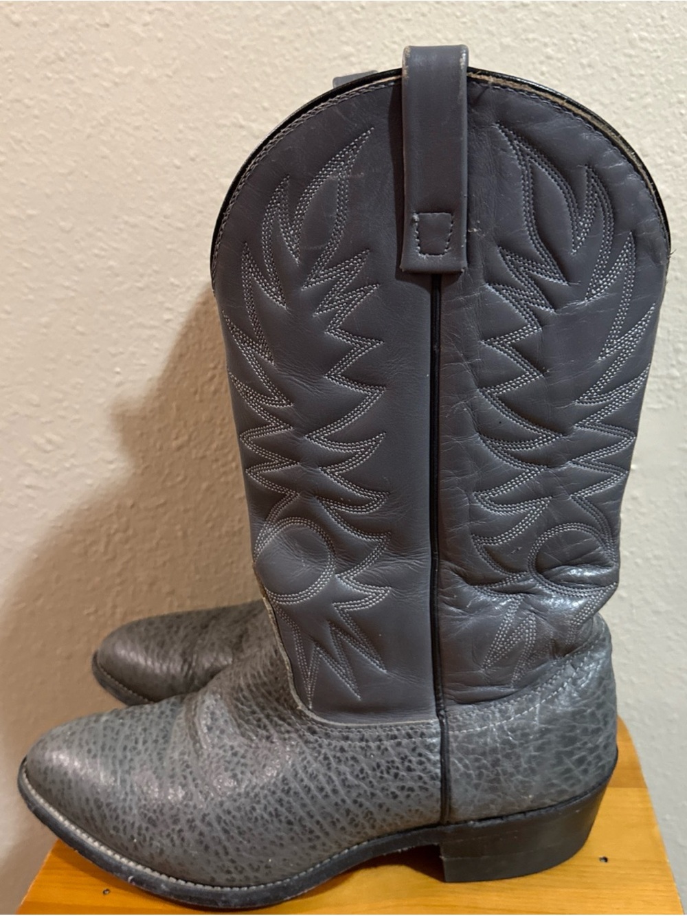 Palomino Men's Grey Western Cowboy Boots - Classic Embroidered Shaft - Picture 4 of 13
